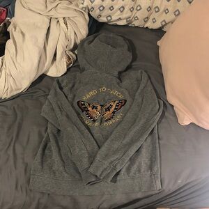 Fox Gray Women's Sweater with Butterfly Design